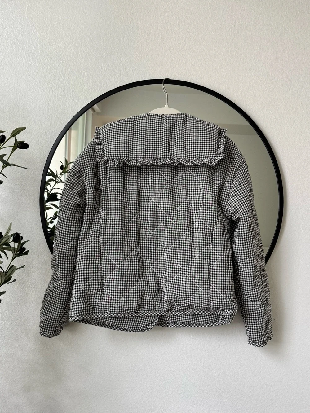 Anthropologie Maeve Hazel Black & White Gingham Quilted Jacket Top, XXS